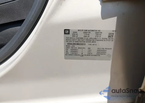 2011 Chevrolet Equinox 1Lt из США, поврежденный, VIN 2CNALDEC0B6232013